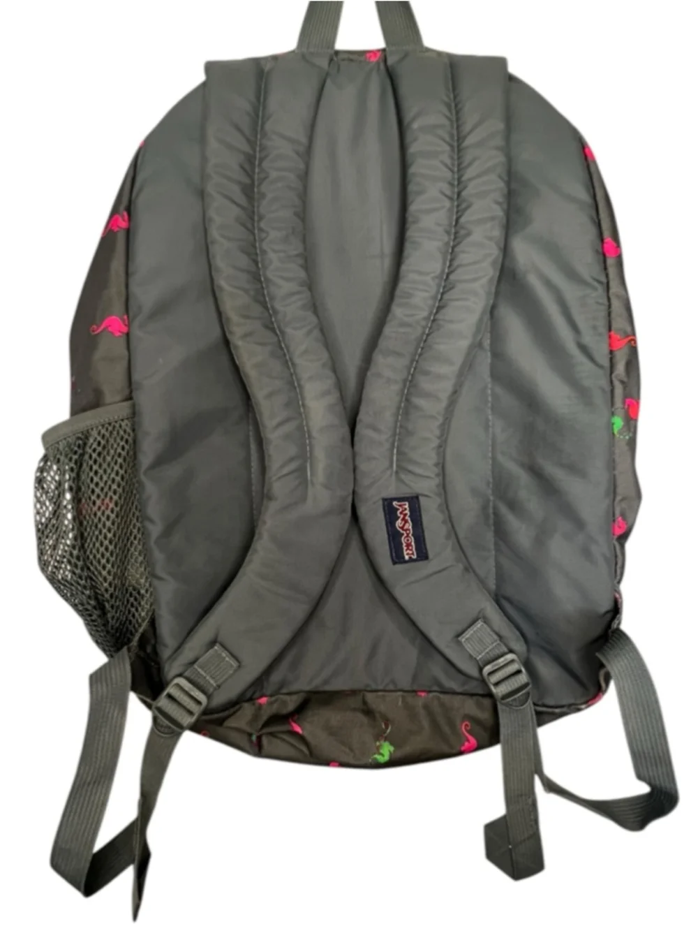 Jansport Grey And Pink Seahorse Print School Travel Laptop Book Bag Backpack
